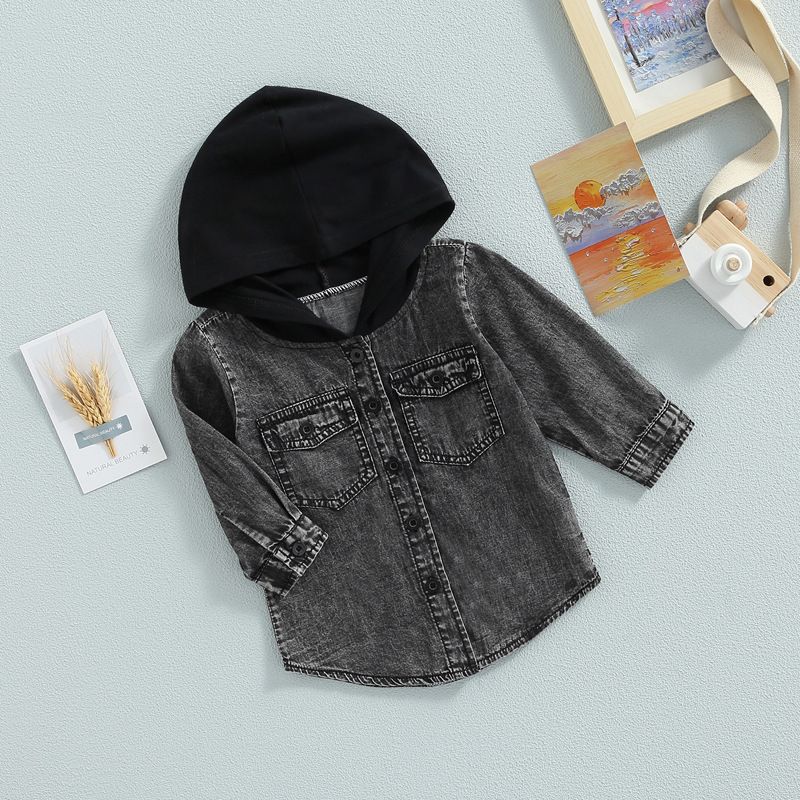 2024 girls' versatile children's clothing autumn new hooded denim jacket_voghion.com