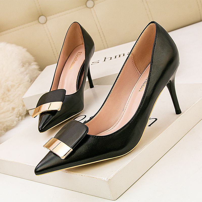 Scarpe da donna con tacco a spillo basse, scarpe da donna con fibbia quadrata, scarpe da donna autunnali, scarpe monopezzo con spedizione diretta_voghion.com