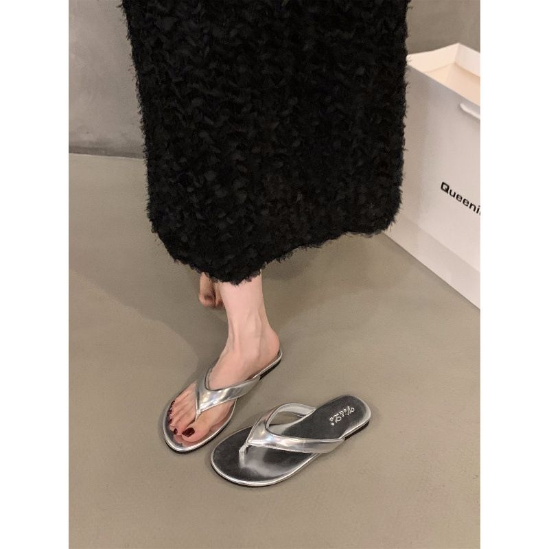 Flat Leopard Print Toe Post For Women New Summer Outdoor Beach French Style Red Sandals_voghion.com