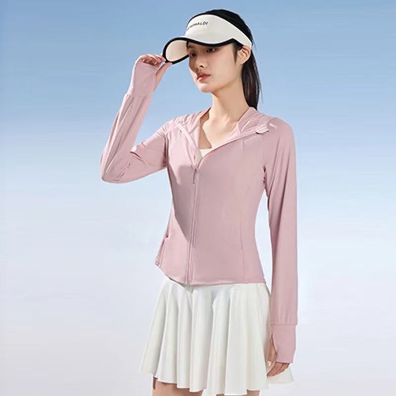 Sonnenschutz Sommer Damen Ice Silk 2025 Atmungsaktive Kapuze Neue Dünne Sonnenschutz Slim Fit UV-Jacke_voghion.com