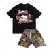 Vêtements pour hommes, style estival, mode urbaine, noir, manches courtes et short camouflage_voghion.com