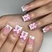 False Nails Short Glossy Pink Bow Cute Sweet Wear Nail Simple Ins All-match Manicure 24 Pieces_voghion.com