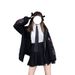 Zipper Korean Style Dark Long Sleeve Plus Size Hooded Sweatshirt Y2K Cute Girl Jacket_voghion.com