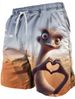 Été Männer Lustige Hässliche Tiere Shorts Badehose Board Shorts Mode Streetwear Tasche Kordelzug Shorts Männer Unterwäsche_voghion.com