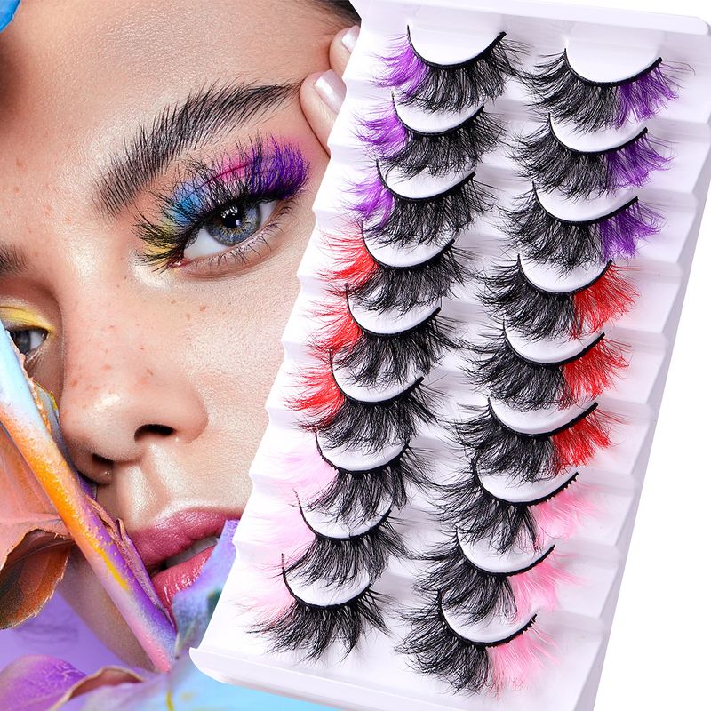 Lash extension set Color high mink false eyelashes thick natural eyelashes messy curly eyelashes_voghion.com