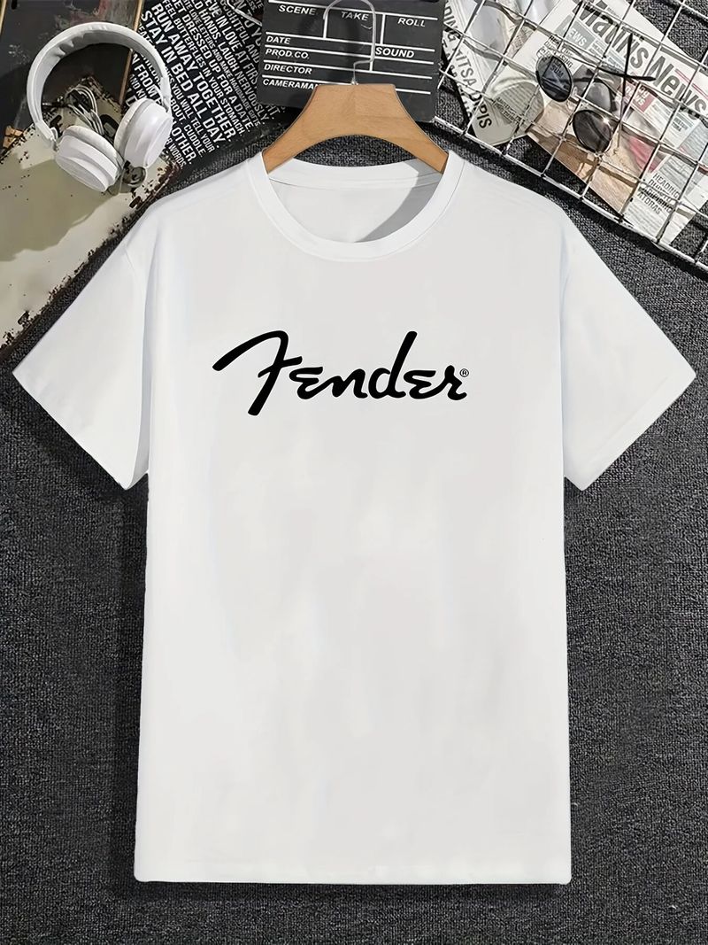 Men's Letter Print Round Neck Short Sleeve T-shirt, Casual Fashion Graphic Tees, Comfortable Pama Loungewear Top For_voghion.com