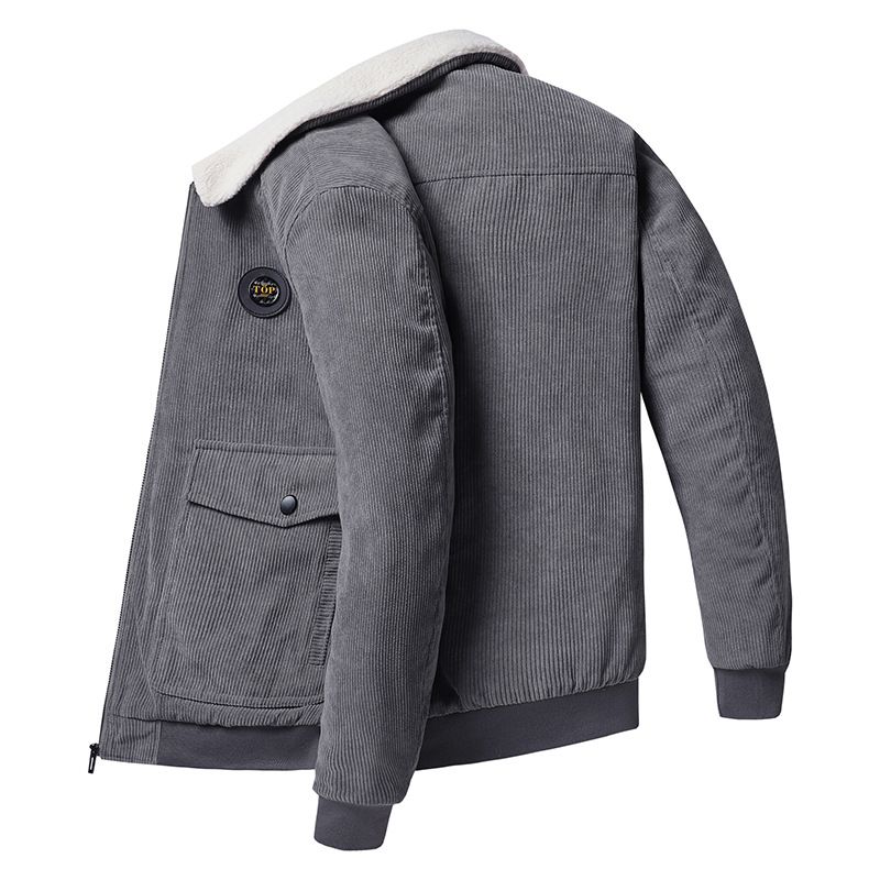 Herbst und Winter neue Cord-Lammwolljacke für Herren, lockerer Plus-Samt-dicker lässiger Reversmantel für Herren_voghion.com