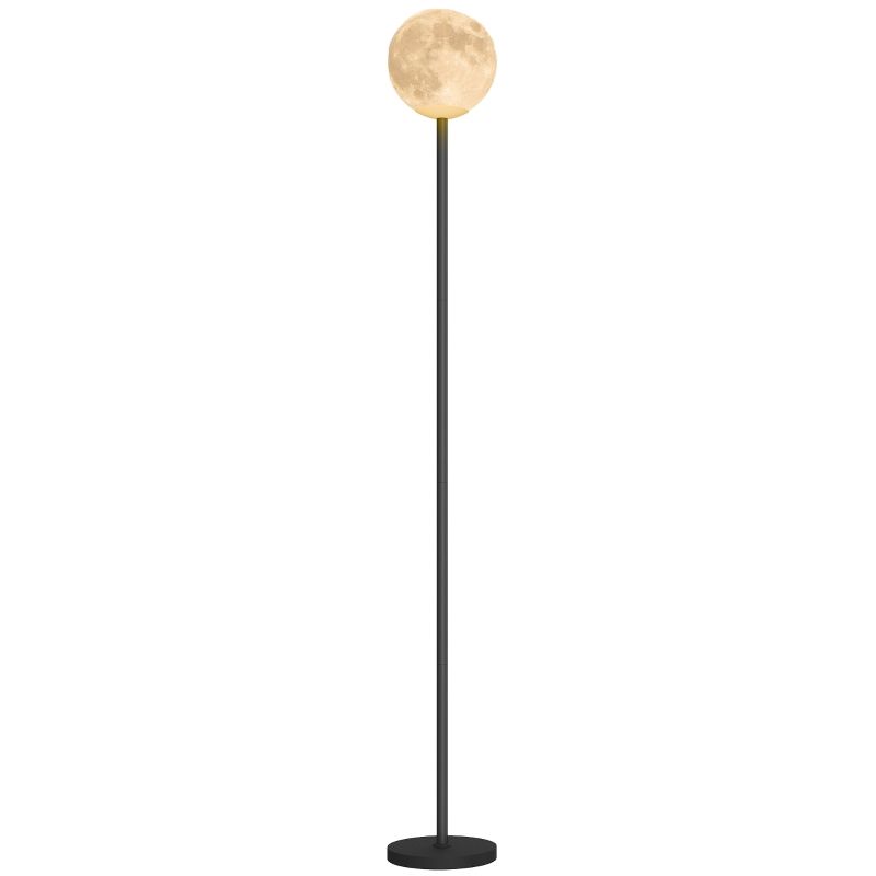 Stehlampe Mit Schirm In Mondoptik, Fußschalter, 3 Farbtemperaturen, Metall, Schwarz_voghion.com