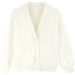 "Soft Knit Cardigan - Oversized A-Line Sweater With Stand Collar (Cream White)"_voghion.com