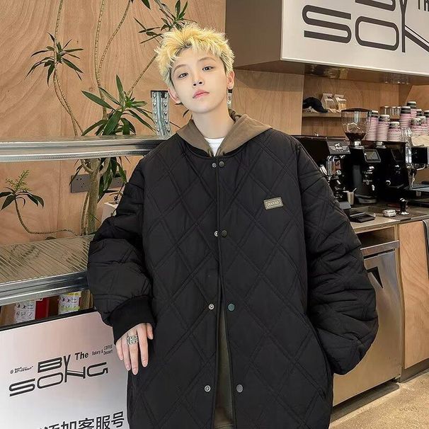 Retro Stand Up Collar Baseball Cotton Jacket For Men, Versatile And Thick Casual Cotton Jacket_voghion.com