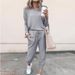 Solid Color Loose Casual Suit Women's Spring and Autumn New Style Round Neck Long Sleeve Harem Pants Two-piece Set_voghion.com