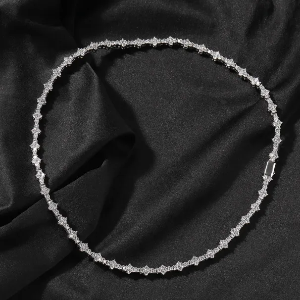 Collana con catena da tennis Hip Hop, bracciale, zircone 5A, placcato oro vero, set di gioielli da uomo alla moda_voghion.com