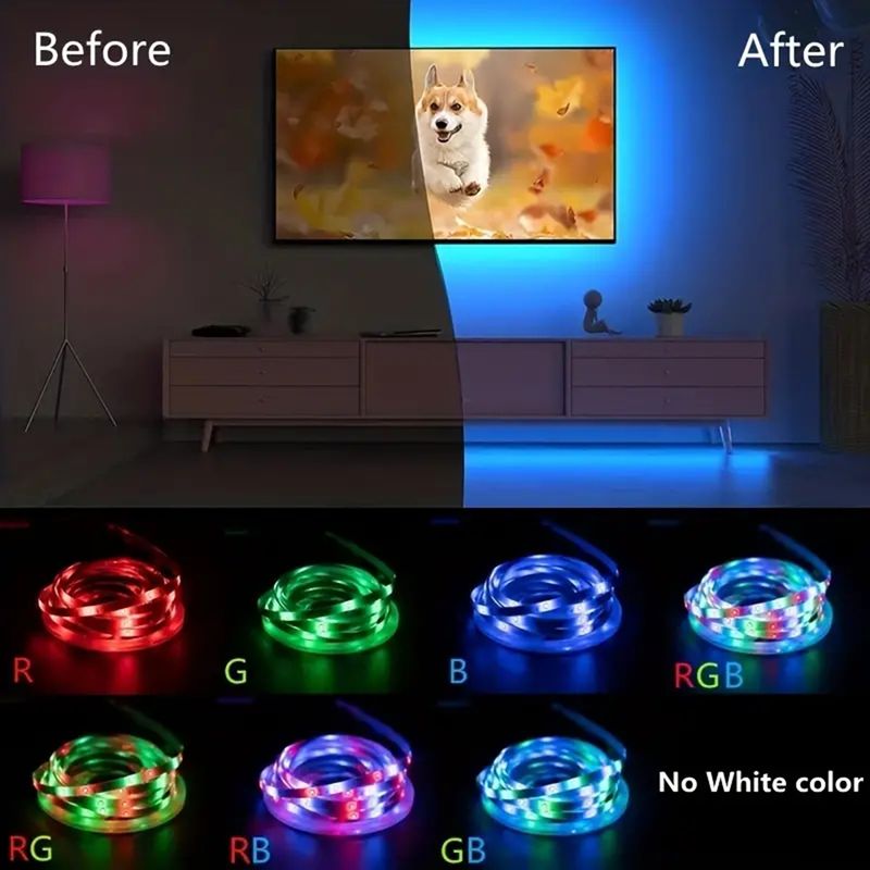 5VLED Strip Light1-5M RGB With USB 24Key Infrared Remote Control For Color Change Brightness SMD Suitable For Holiday Decoratin（_voghion.com