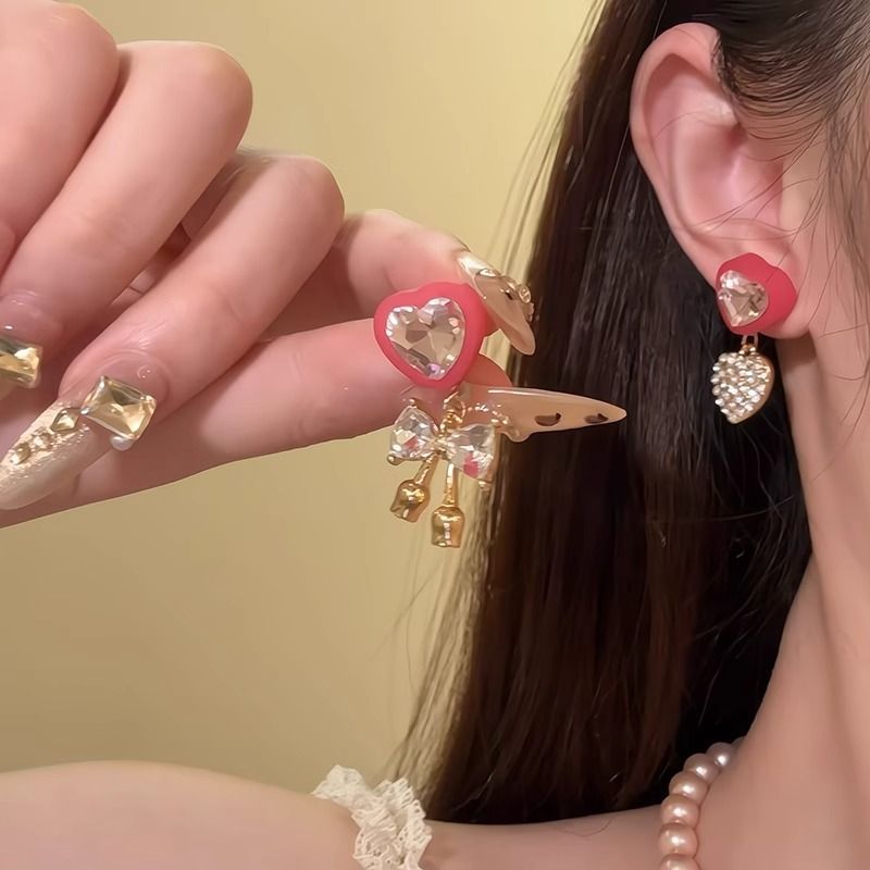 Retro Süße Rosa Liebe Schleife Perlen Anhänger Halskette Licht Luxus Temperament Mode Vielseitig Schlüsselbein Kette_voghion.com