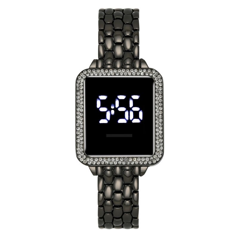 LED electronic watch touch screen diamond square student digital display fashionable trend men and women watch_voghion.com