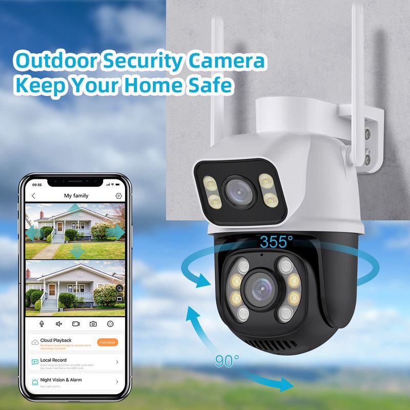 Cámara binocular ICSEE de 8 MP con conexión a pistola, control remoto para teléfono móvil, para exteriores, visión nocturna HD de 360 grados, resistente al agua._voghion.com
