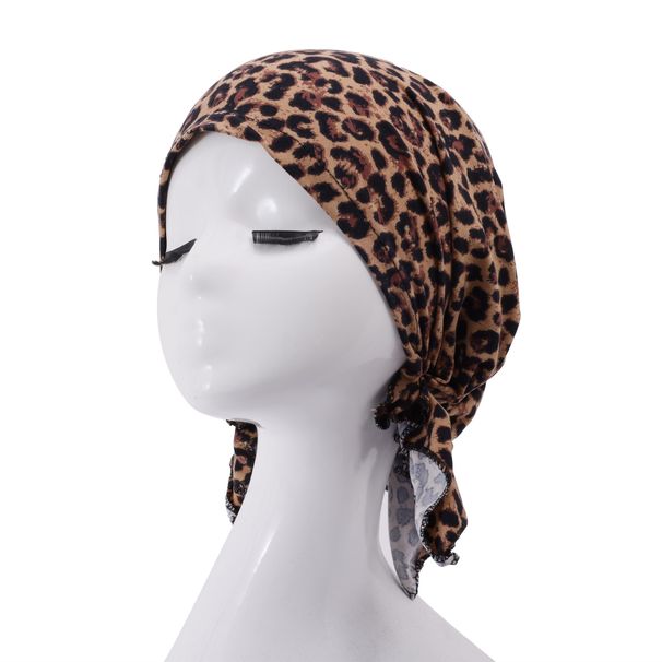 Women's Elastic Headband Hat – Leopard Print Braided Bun Cover For Chemotherapy & Fashion_voghion.com