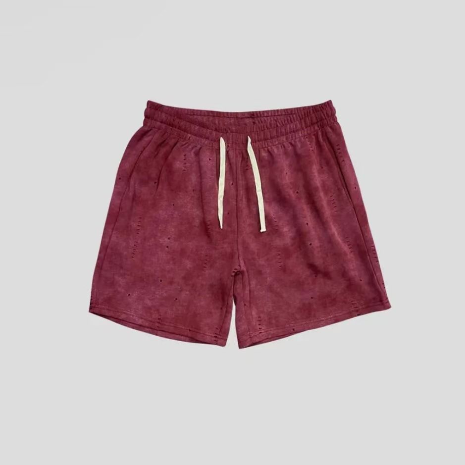 Pantaloni corti quattro quarti strappati, tie-dye, per l'inizio dell'autunno, nuovi, di lusso, in cotone pesante, delicati sulla pelle, casual, unisex, vestibilità comoda_voghion.com