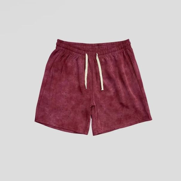 Pantaloni corti quattro quarti strappati, tie-dye, per l'inizio dell'autunno, nuovi, di lusso, in cotone pesante, delicati sulla pelle, casual, unisex, vestibilità comoda_voghion.com