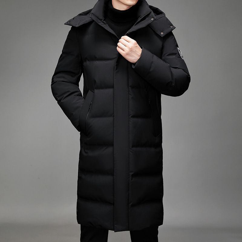Herren Daunenjacke, lang, mit Kapuze, Wintermantel, schmale Passform, leicht, warm, Parka für Teenager und Erwachsene, Wärme_voghion.com