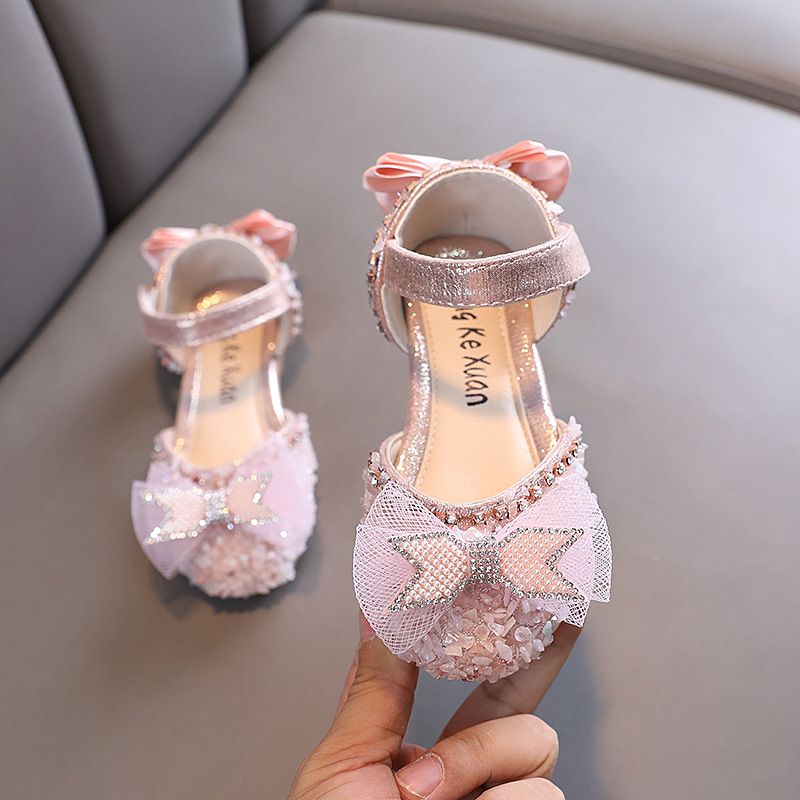 New Girl Princess Girl Bow Small Big Child Dance Show Shoes Single Shoes Leather Shoes_voghion.com