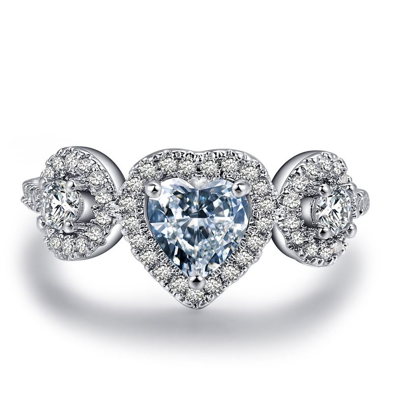 Women's Heart shaped Wedding Rings Zircon Micro inlaid Platinum plated Jewelry_voghion.com