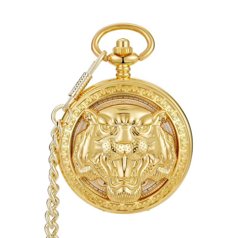 Dierenkop Romeinse cijfers handmatige mechanische herenzakhorloge_voghion.com