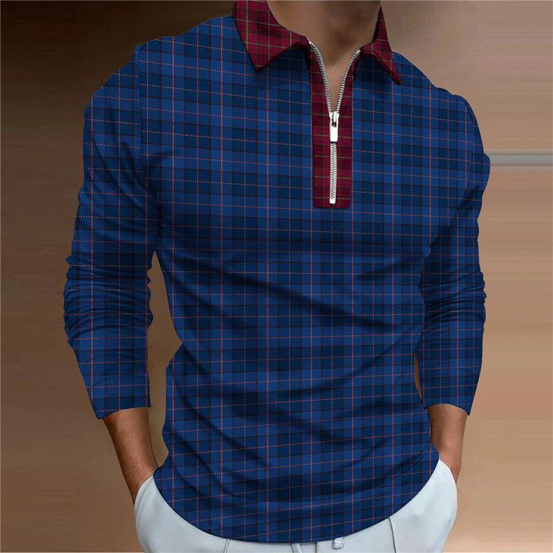 2023 primavera nuova camicia POLO da uomo a maniche lunghe retrò stampata in 3D europea e americana_voghion.com