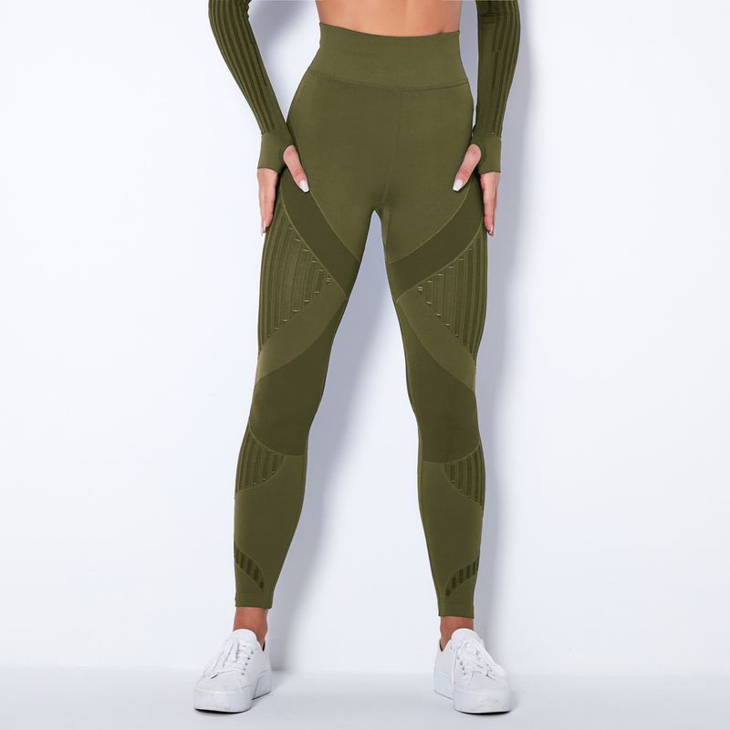 Women's Clothing Seamless Knitted Sexy Striped Moisture Yoga Pants Sports Running Fitness Pants For Women_voghion.com
