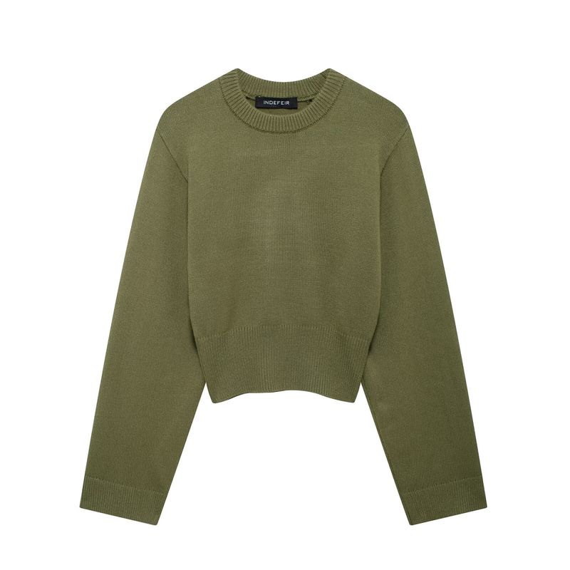 Maglione lavorato a maglia con ago piatto, versatile, a maniche larghe, con scollo rotondo, autunno/inverno 2024 da donna_voghion.com