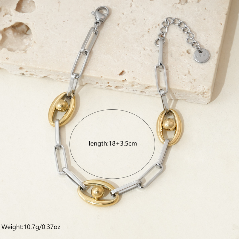 Hip-Hop Simple Style Commute Geometric 304 Acciaio inossidabile placcato oro 14K Bracciali in blocco_voghion.com
