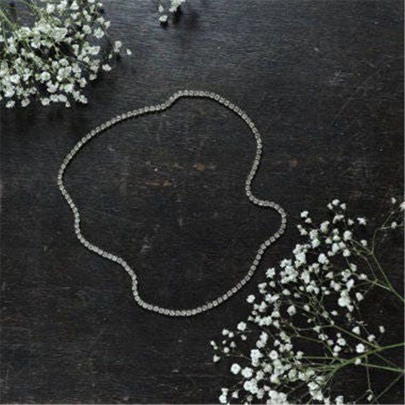 New minimalist rhinestone hair temperament brides, single row chain for women, headband_voghion.com