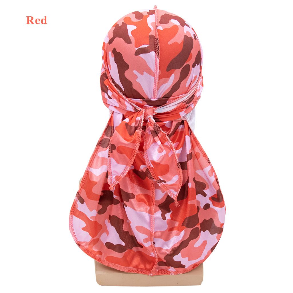 Factory Direct Sales Camouflage Print Long Tail Pirate Hat Cross Border High Quality Hair Care Bun Hat Durag_voghion.com