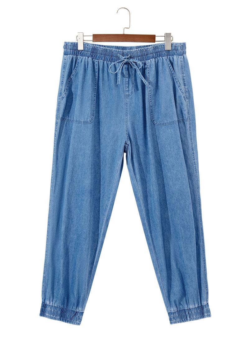 Blugi de toamnă Shiying, largi și groși, mm, pentru femei, casual, cu dantelă, noi, elastici, în stil denim_voghion.com