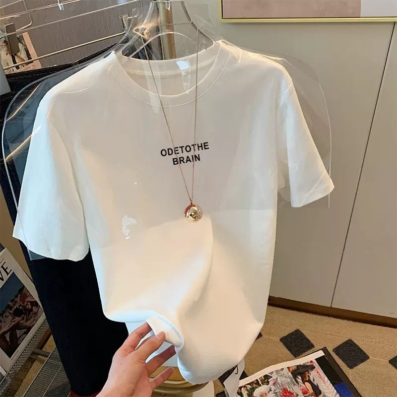 Damen Kurzarm-T-Shirt, modisch und vielseitig, im ausländischen Stil, altersreduzierende, schlanke Oberteile, Sommer, dünner Stil_voghion.com