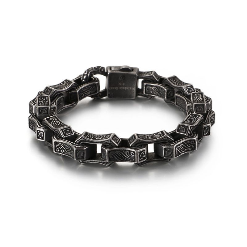 Herrenschmuck Edelstahlschmuck Persönlichkeit Retro Punk Herren Titan Stahl Armband_voghion.com