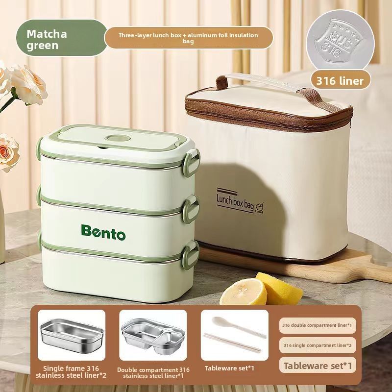 316 Multi-layer Insulated Large Capacity Bento Water Injection Heating Box For Office Workers And Students Portable_voghion.com