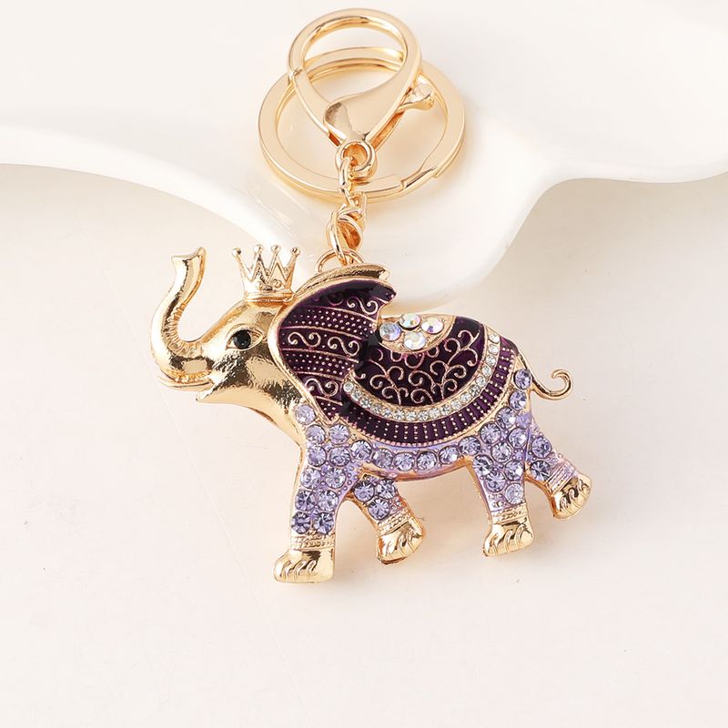 Long Nose Crown Elephant Keychain Cute Diamond-encrusted Bag Pendant Travel Small Gift Accessories_voghion.com