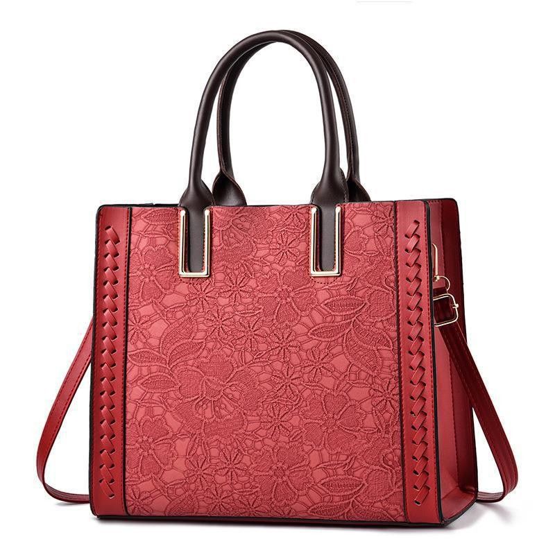 Women's Handbag Lace Embossed Large Capacity Soft Leather One-shoulder Oblique Span Multi-layer Texture Bag For Women_voghion.com