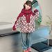 Kids Winter Hooded Jacket With Soft Polyester Filling, Warm & Stylish Outerwear For Girls, Short Puffer Coat With Color Block Design (Black/Red)_voghion.com