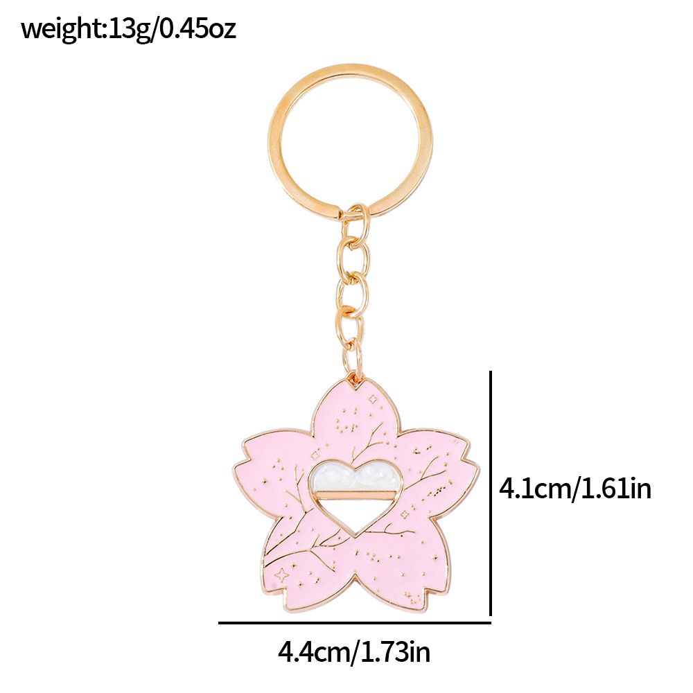 Popolare piccolo portachiavi con fiore di ciliegio fresco rosa, amore, ragazza carina, ciondolo in lega di zinco, vendita calda_voghion.com