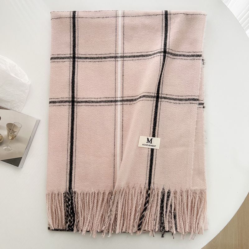 Châle épais à carreaux polyvalent, édition coréenne pour femmes, nouvelle collection automne et hiver 2024, atmosphère haut de gamme, écharpe de Couple_voghion.com