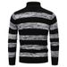 Suéter de cuello alto a rayas para hombre: jersey de punto ajustado con paneles en contraste (M-3XL) | Estilo coreano transpirable y moderno_voghion.com