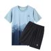 Sportbekleidungsset für Herren aus Polyester, ultradünne Sommerkleidung, hohe Elastizität, lässig, schnelltrocknend, zweiteiliges Set für Herren_voghion.com