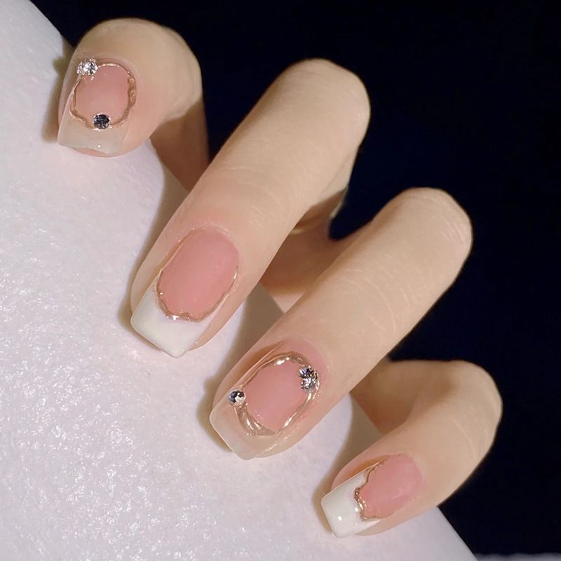 Volledige 24 Stuks Cover Nail Tips Lange Ballerina Nep Nagels Met Diamant Roze Afneembare Kunstnagels Afgewerkt Nep Fi S S_voghion.com
