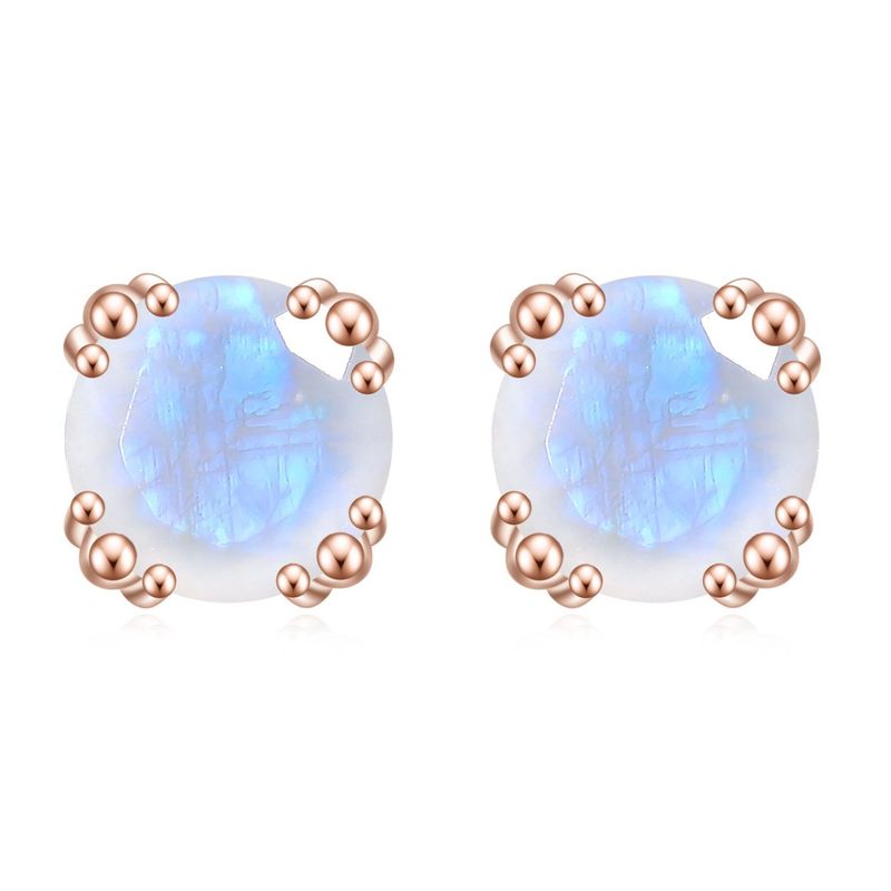 Gold Earrings High End Temperament Natural Cream Blue Moonstone Rose Gold Earrings 9/10/14k Gold Earrings_voghion.com