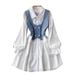 Frauen Kleidung High-grade temperament weißes hemd kleid sommer frauen kurze denim weste top zwei sätze_voghion.com