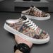 Men's Breathable Slip-On Canvas Shoes With Mesh And Print Design - Lightweight Summer Casual Shoes For Comfort And Style_voghion.com