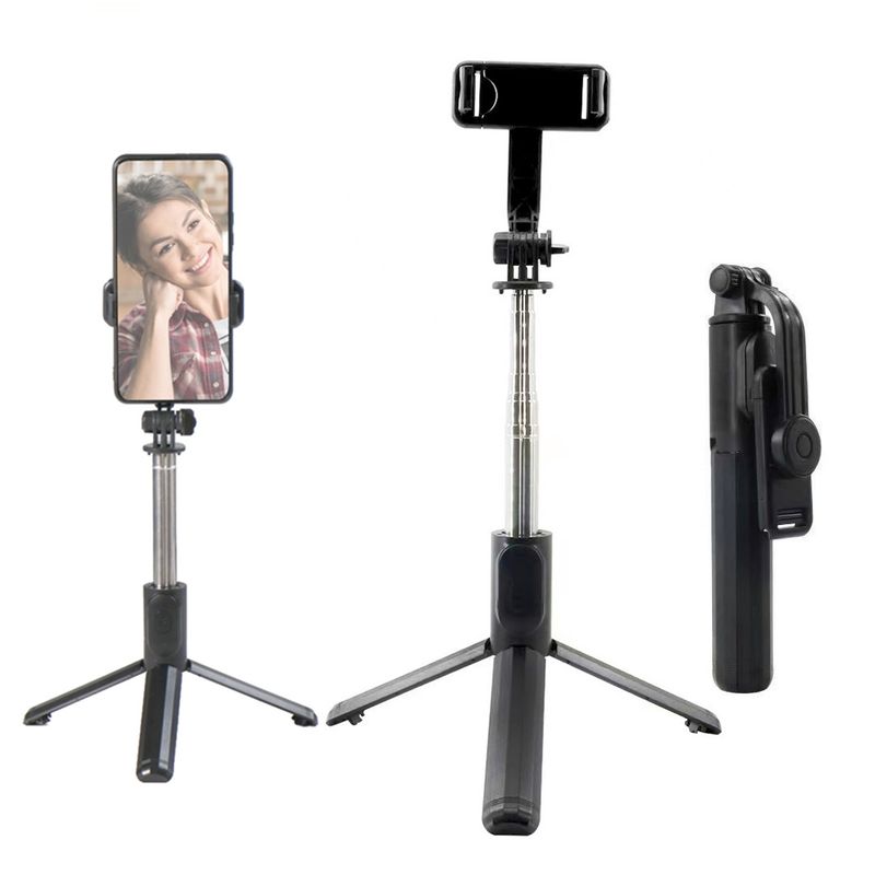 Q07 Bluetooth Selfie Stick Multifunctional Live Broadcast Tripod Without Light(Black)_voghion.com