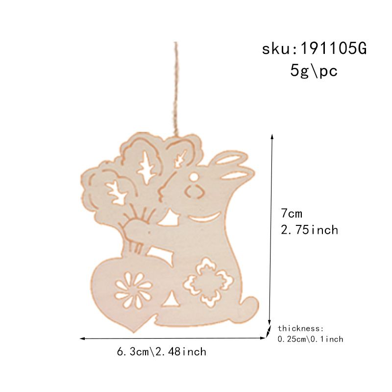 Spring Easter rabbit egg wood chip pendant home party party decoration hand painted wood chip window sill pendant_voghion.com